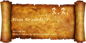 Khon Kristóf névjegykártya
